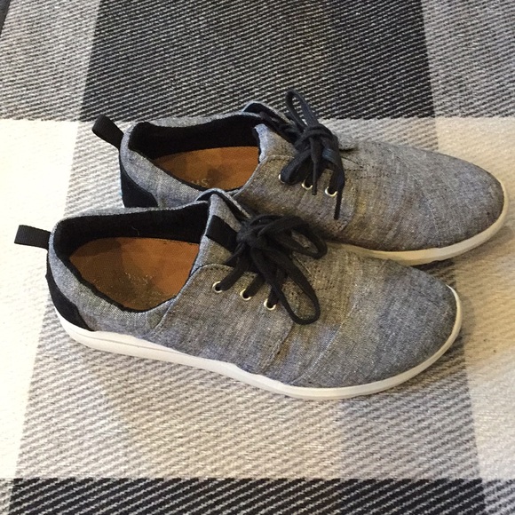 Toms Shoes - TOM’s Women’s Del Ray Chambray Sneakers BLACK SZ 8